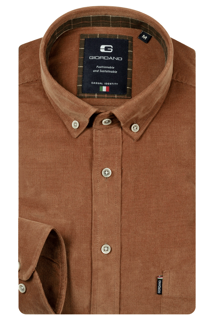 Dino Button Down Corduroy Overhemd - Camel