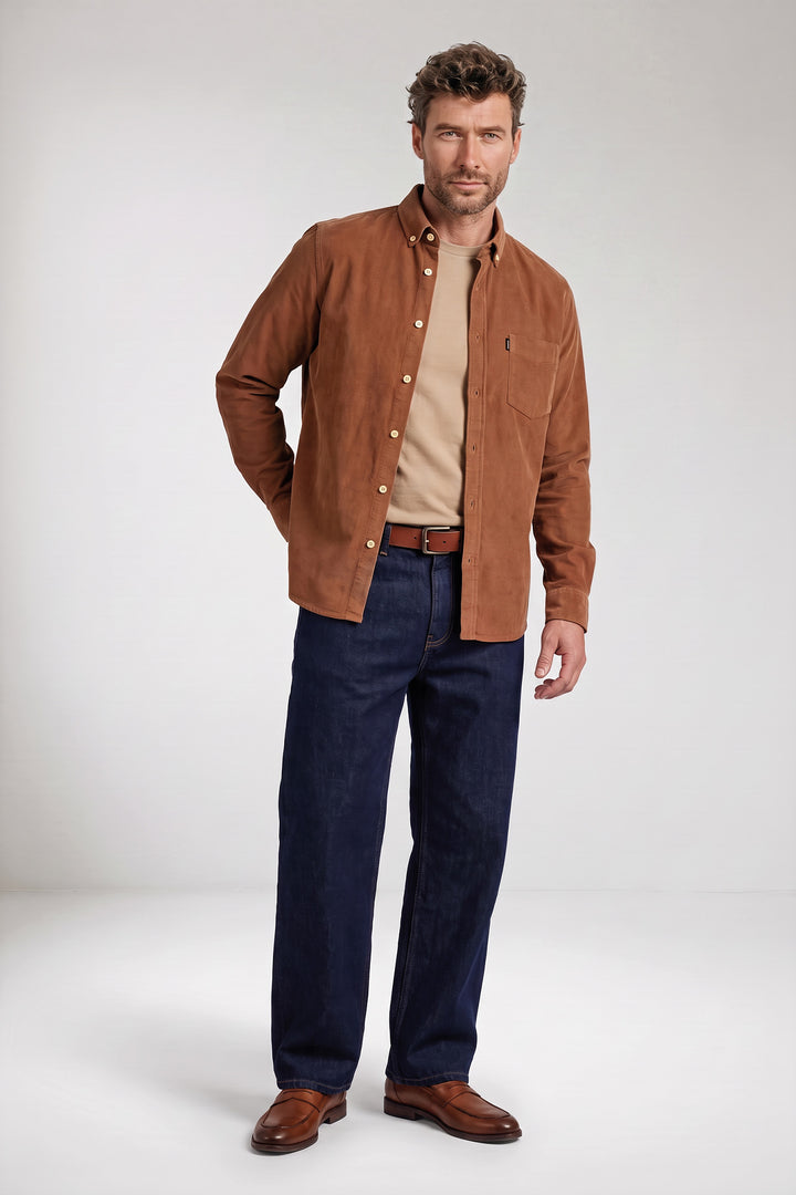 Dino Button Down Corduroy Overhemd - Camel