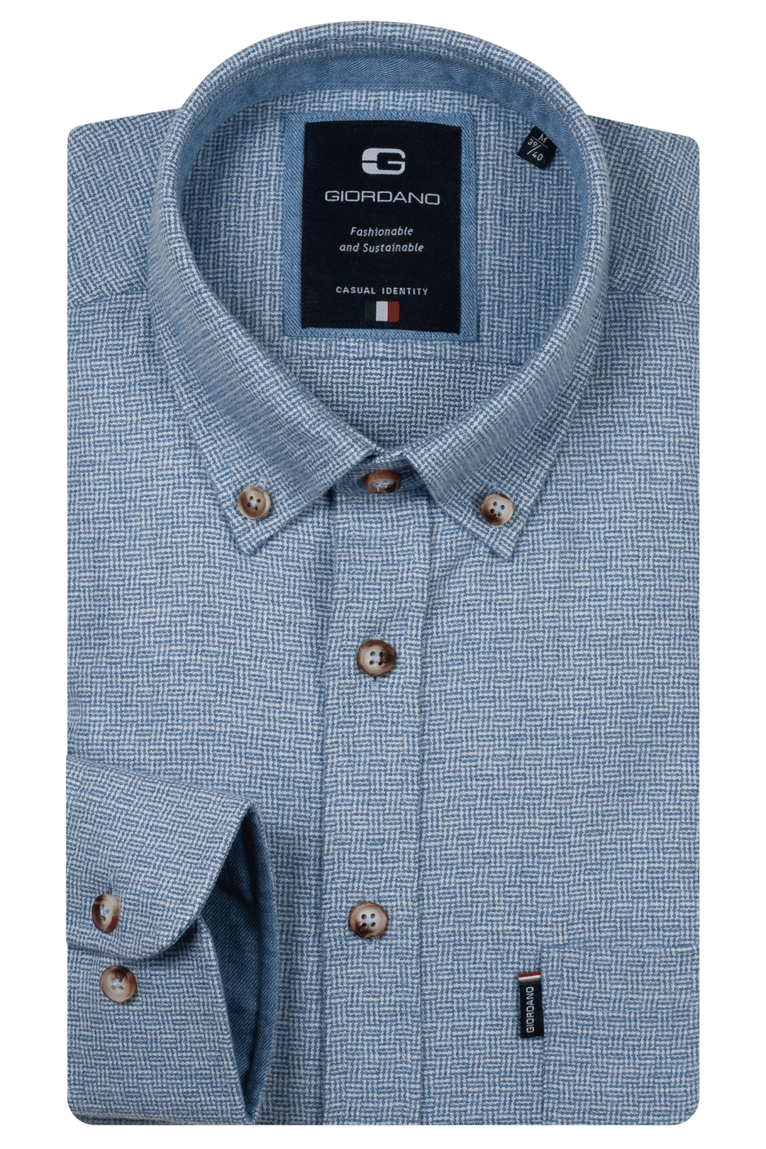 Dino Two-tone Weave Overhemd - Lichtblauw