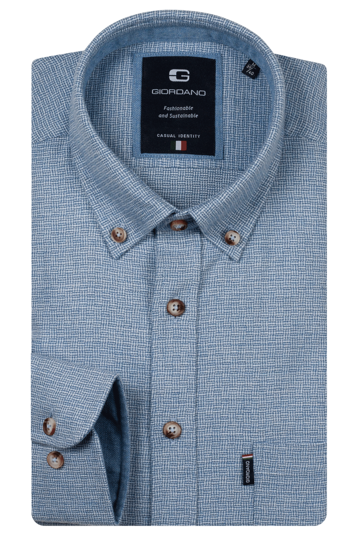 Dino Two-tone Weave Overhemd - Lichtblauw
