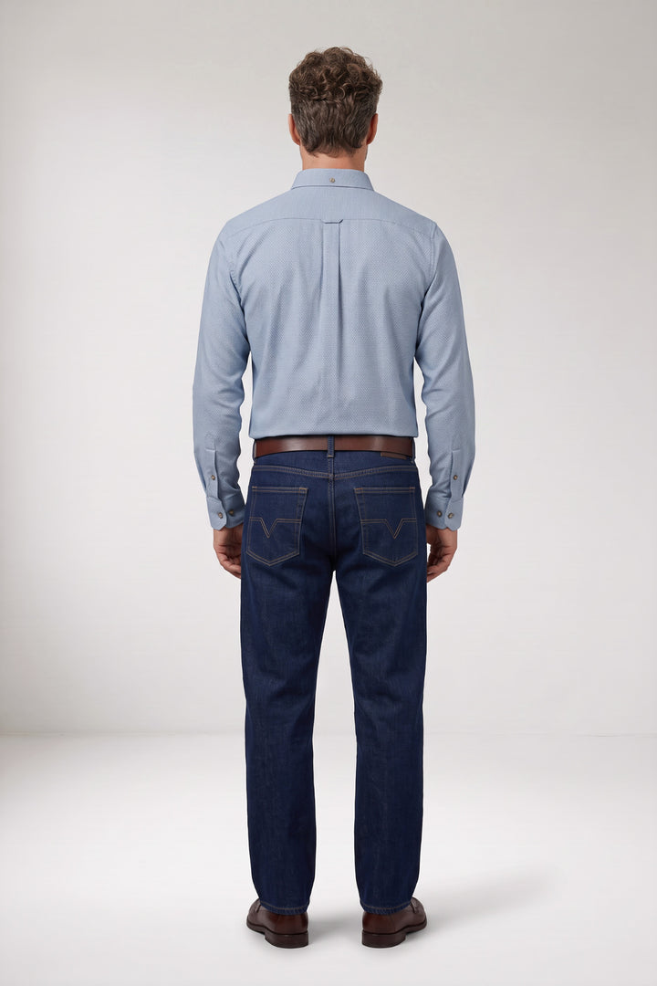 Dino Two-tone Weave Overhemd - Lichtblauw