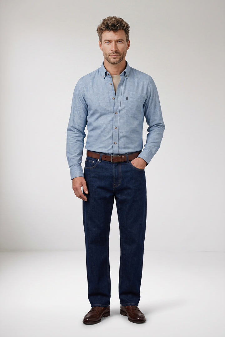 Dino Two-tone Weave Overhemd - Lichtblauw