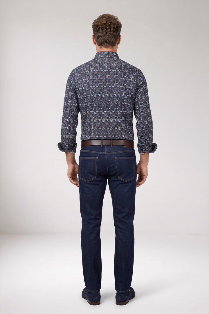 Dino Button Down Sleutelprint Overhemd - Groen