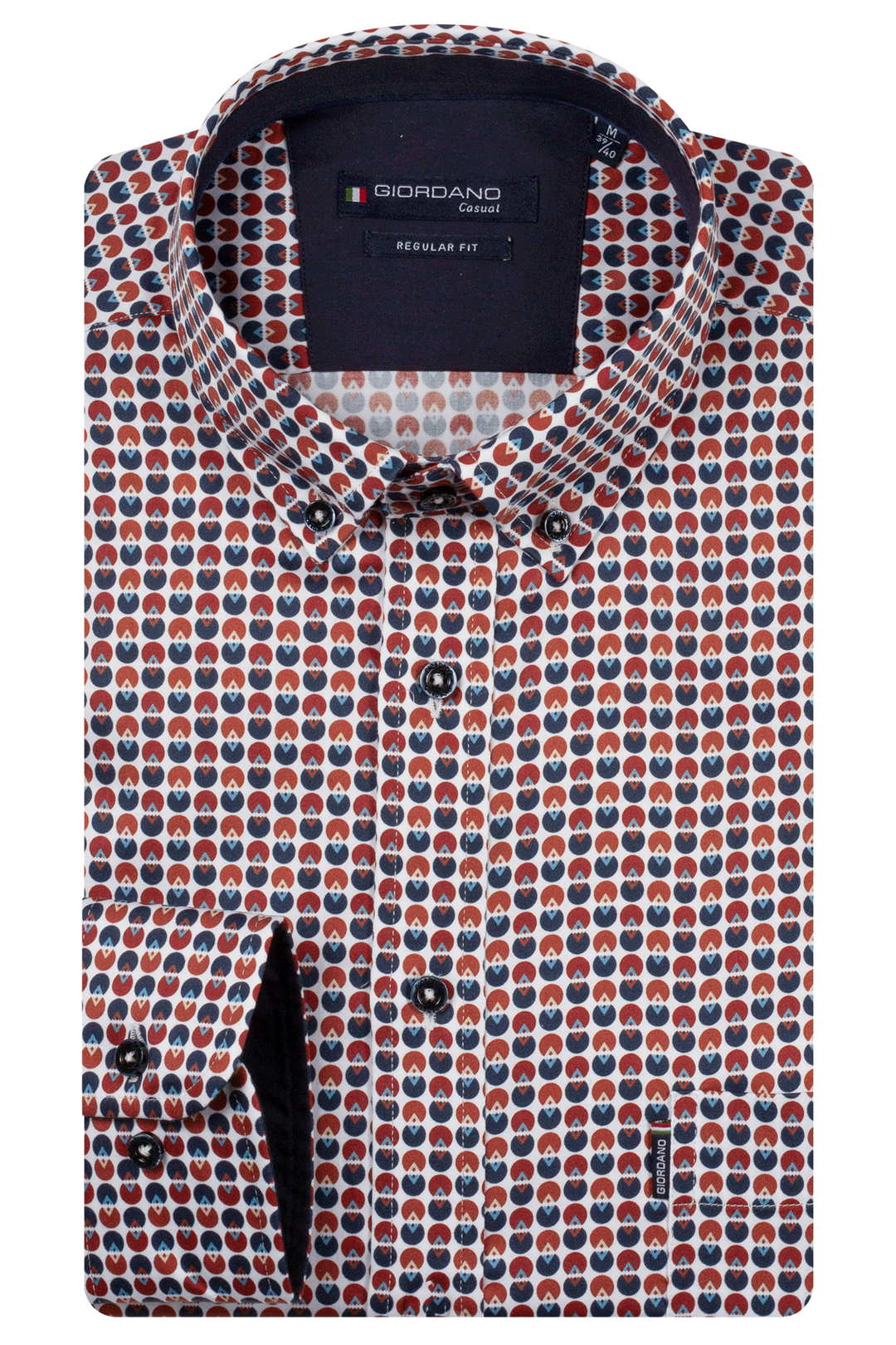 Dino Satin Stretch Grafische Print Overhemd - Bruin