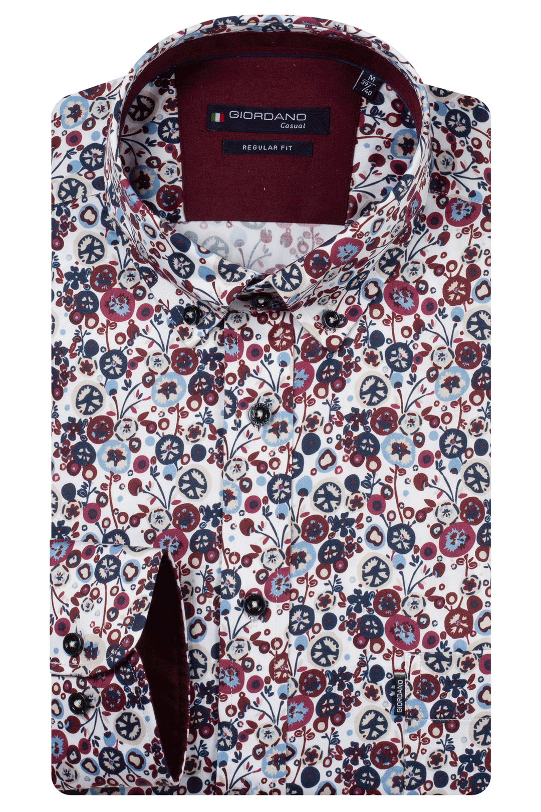 Dino Satin Stretch Bloemenprint Overhemd - Paars