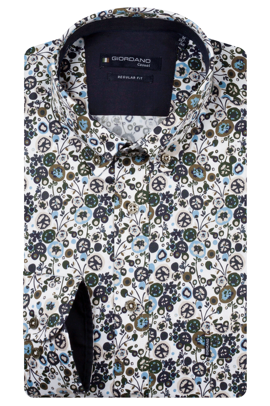 Dino Satin Stretch Bloemenprint Overhemd - Groen