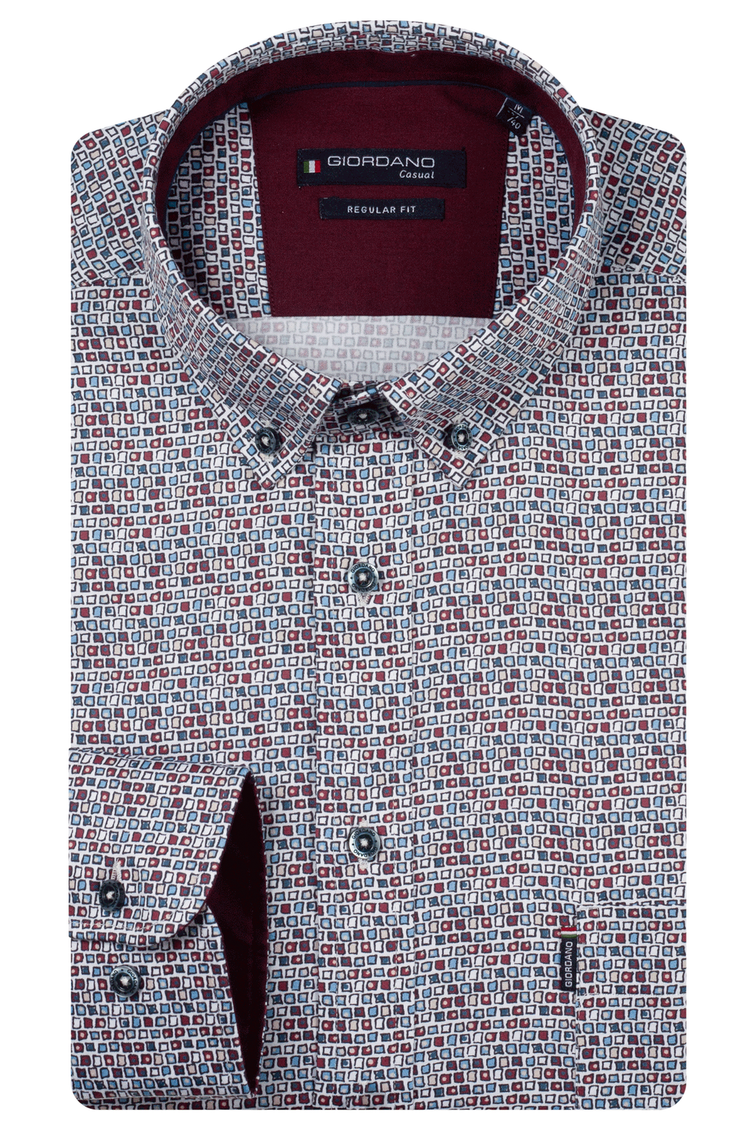 Dino Satin Stretch Grafische Print Overhemd - Paars