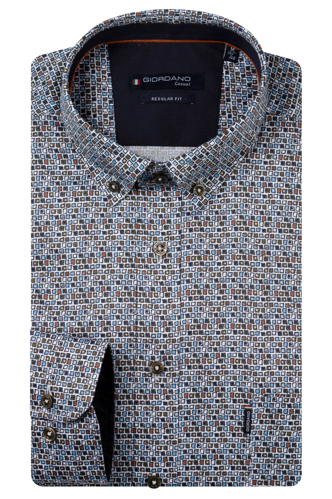 Dino Satin Stretch Grafische Print Overhemd - Groen