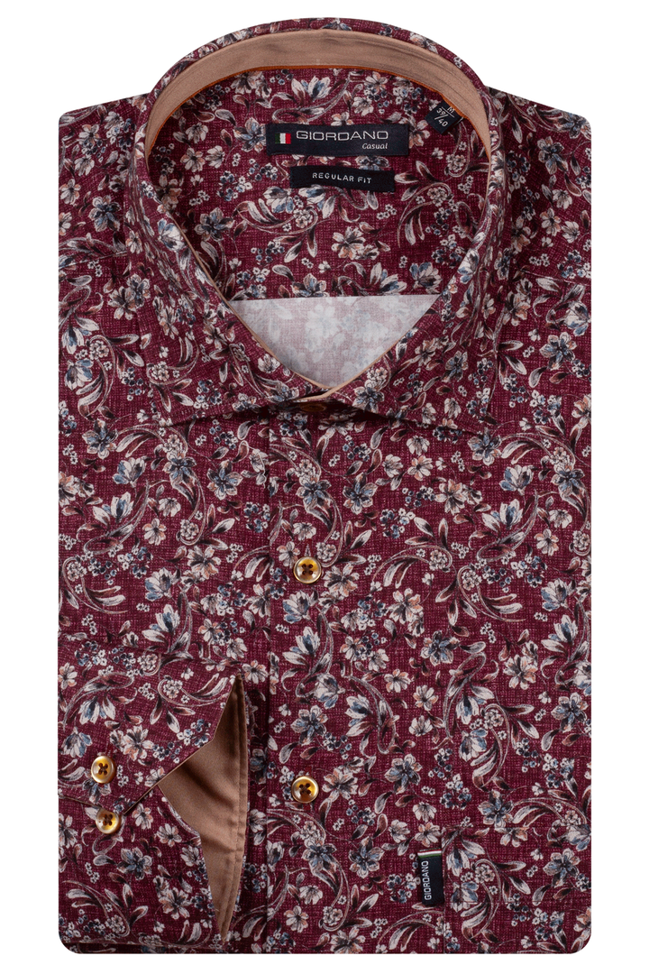 Ascona Soft Satin Bloemenprint Overhemd - Rood