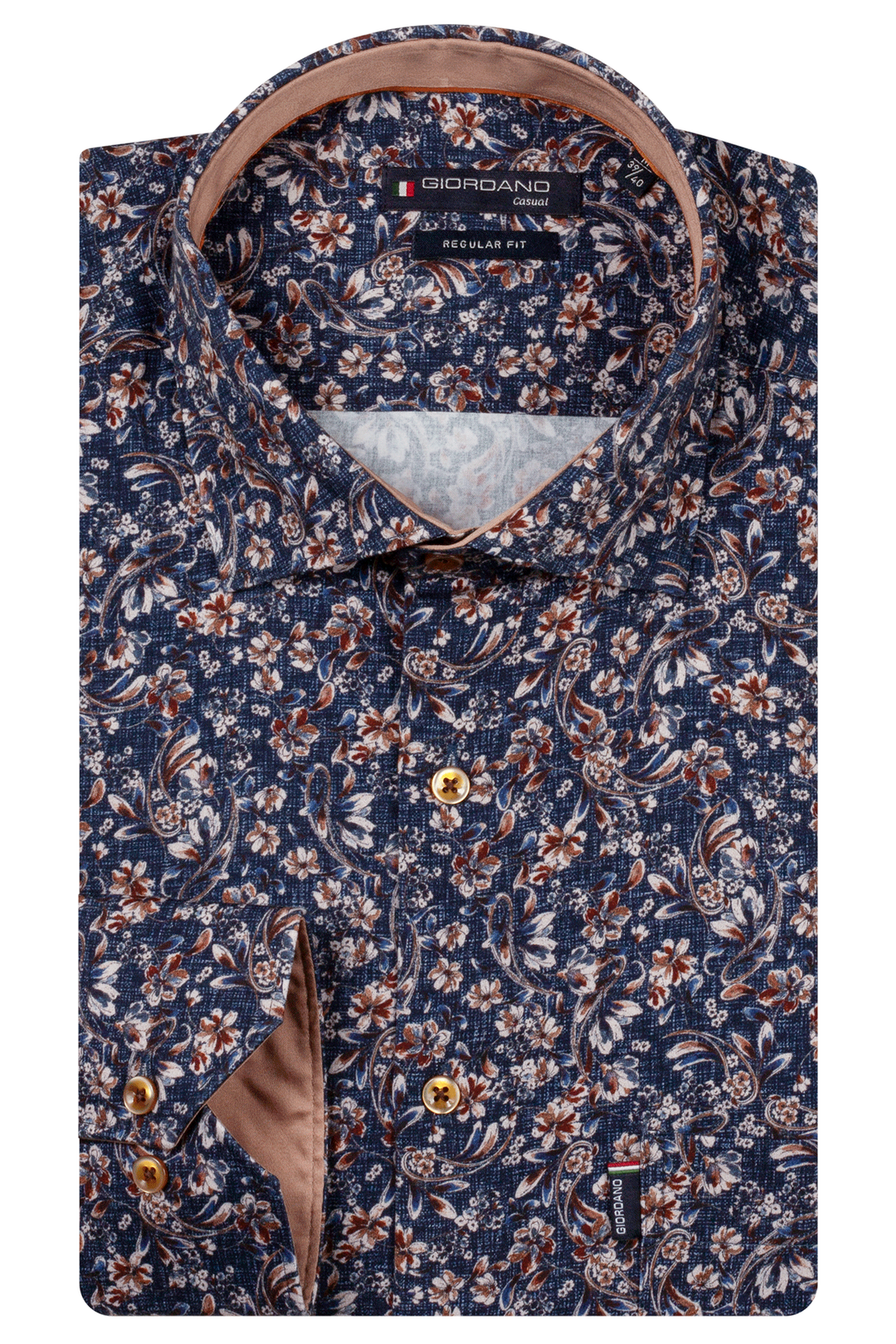 Ascona Satin-Stretch Print Overhemd - Blauw