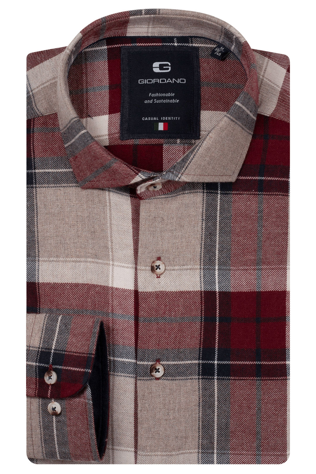 Row Brushed Herringbone Overhemd - Rood