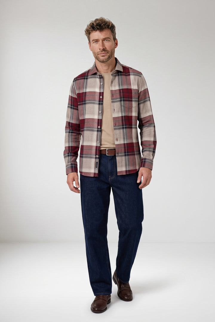 Row Brushed Herringbone Overhemd - Rood