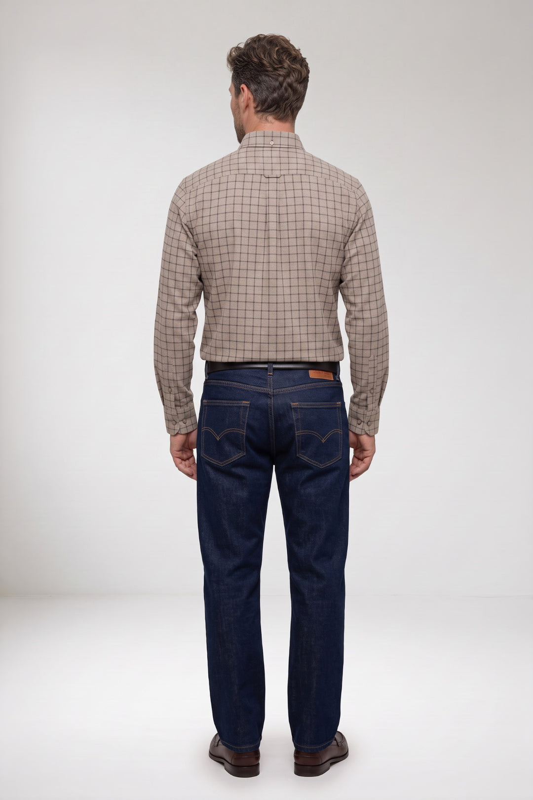 Dino Button Down Geruit Overhemd - Bruin
