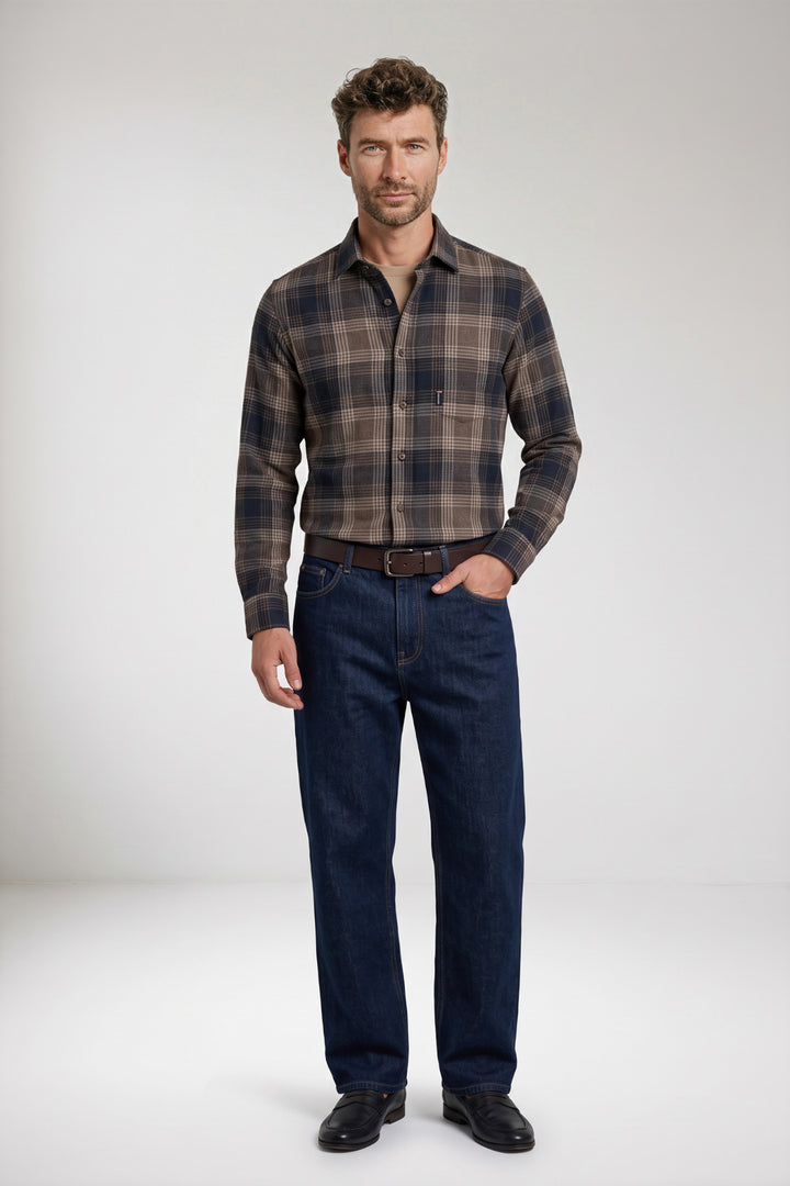 Row Twill Geruit Overhemd - Blauw