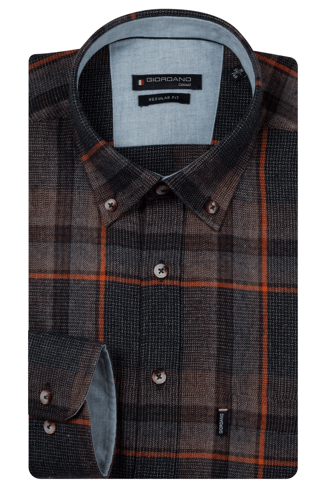 Dino Button Down Geruit Overhemd - Blauw