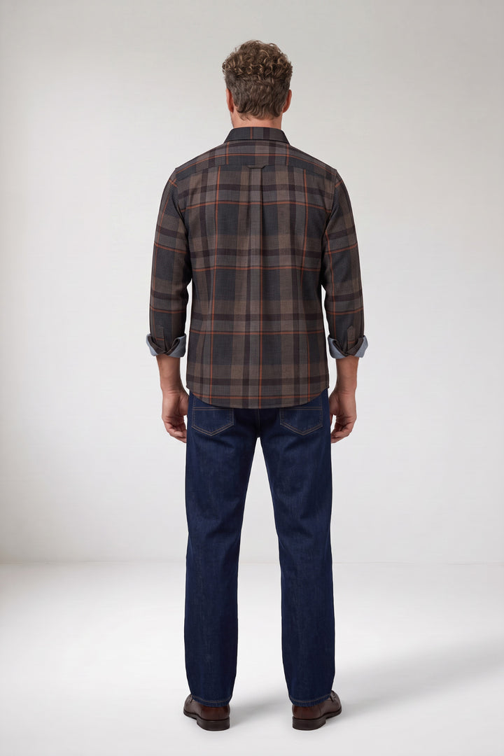 Dino Button Down Geruit Overhemd - Blauw