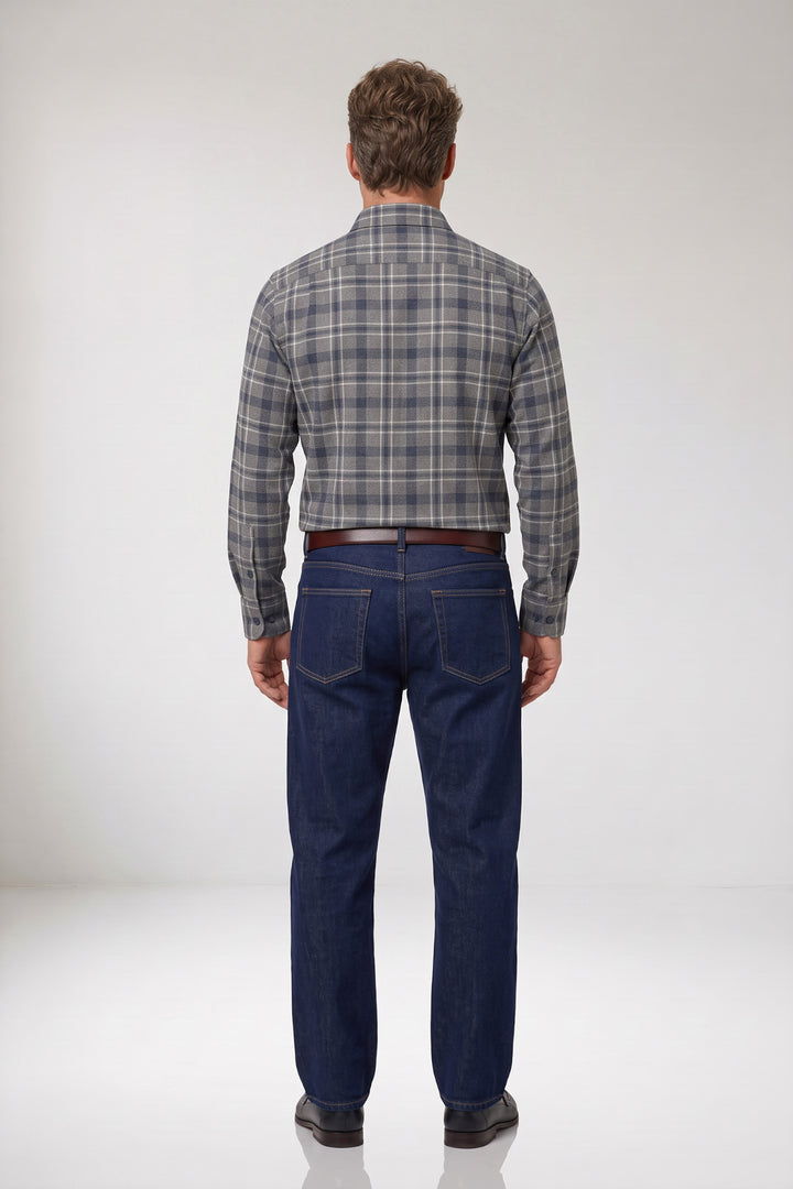 Row Brushed Herringbone Overhemd - Grijs