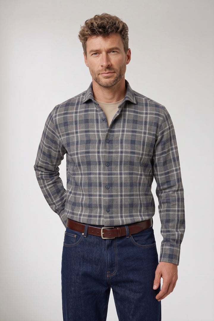 Row Brushed Herringbone Overhemd - Grijs