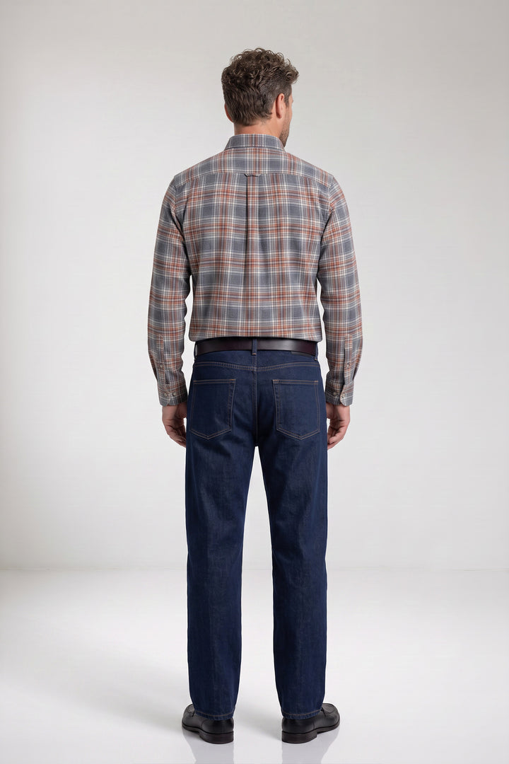 Dino Button Down Flanel Overhemd - Blauw