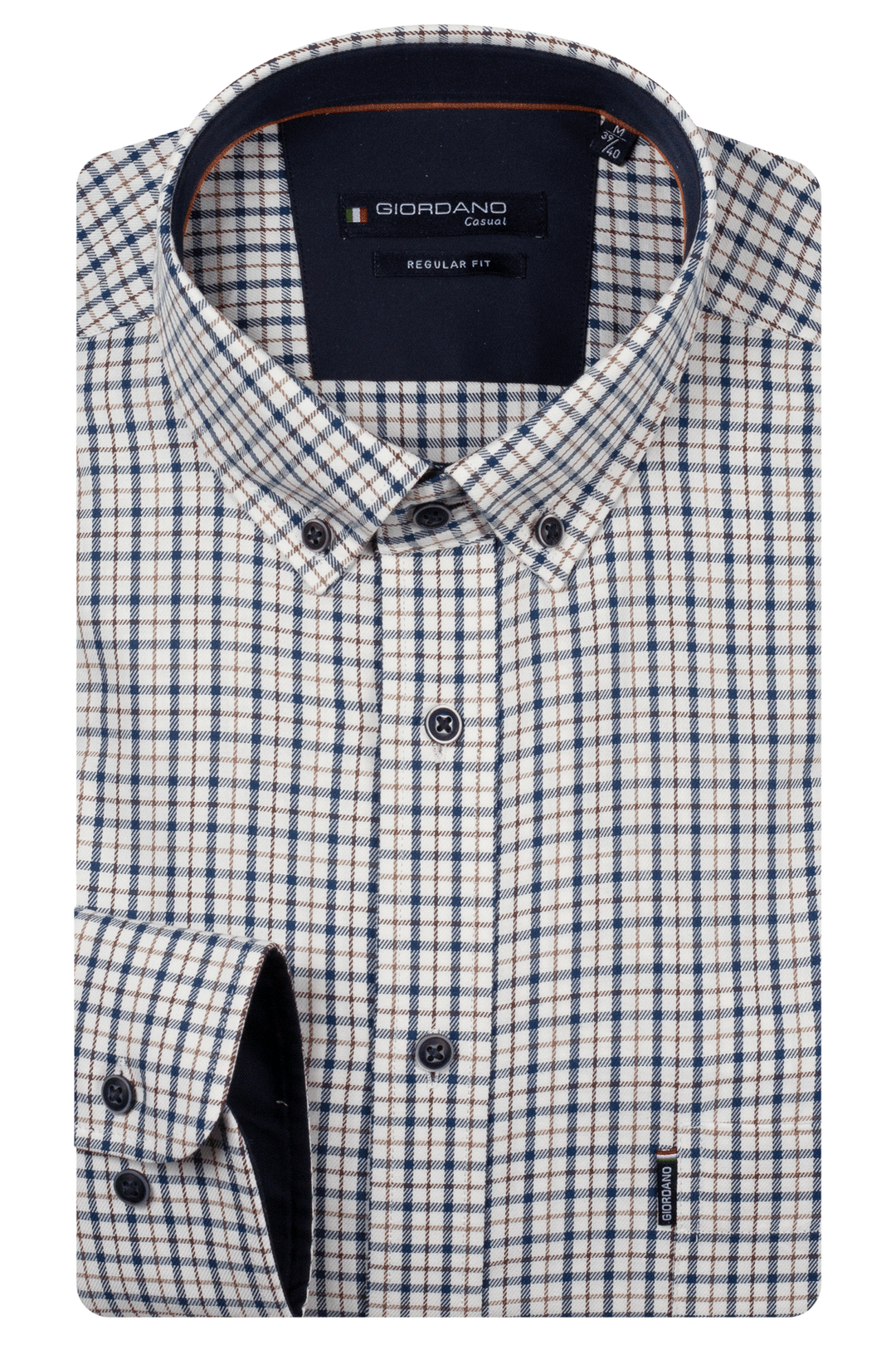 Giordano Dino Twill Geruit Overhemd - Blauw