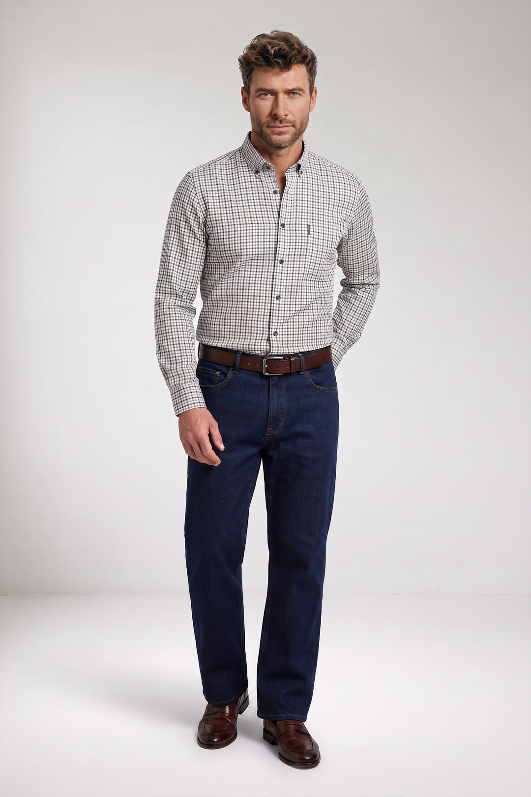 Dino Twill Geruit Overhemd - Blauw