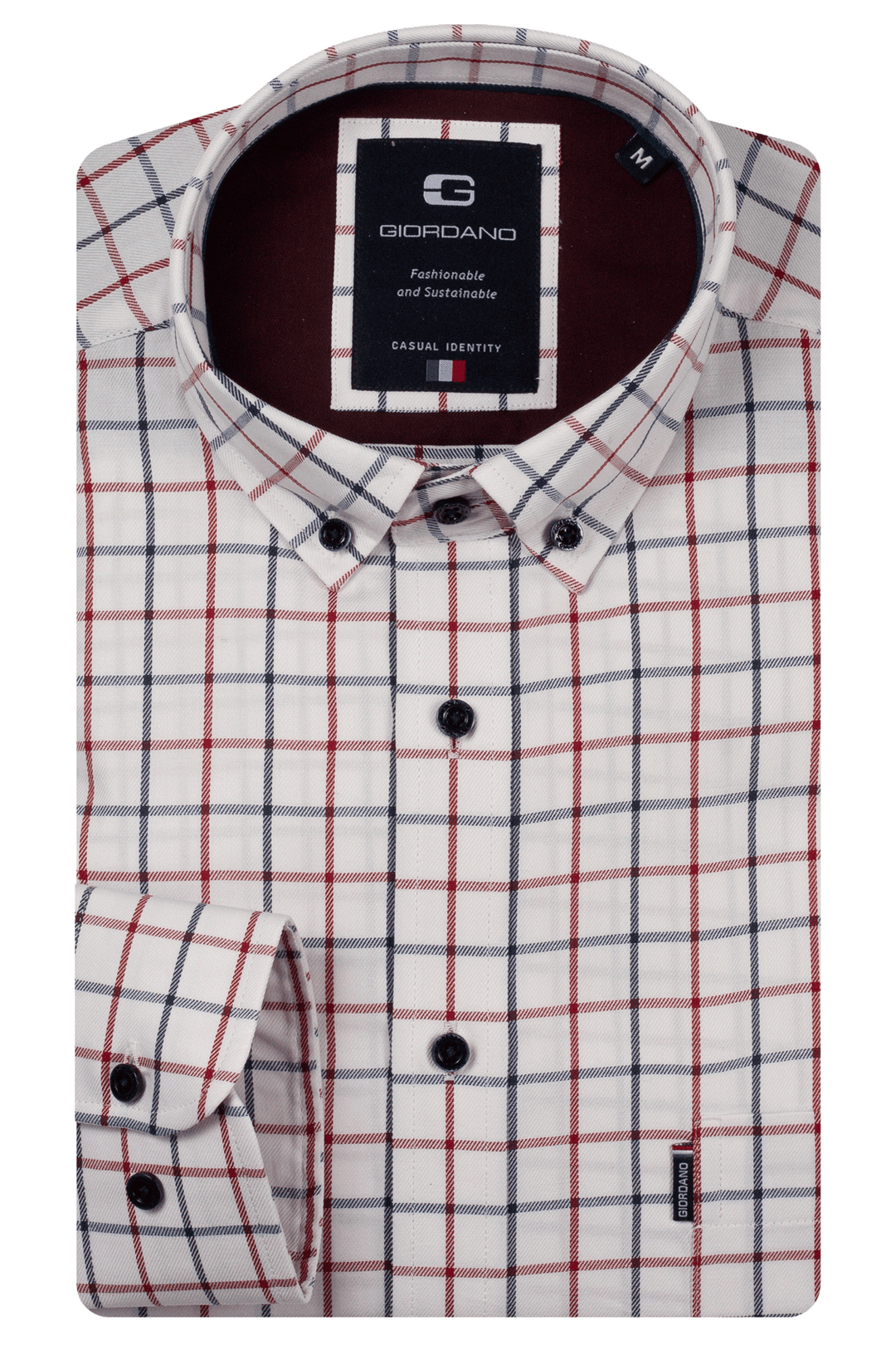 Giordano Dino Twill Geruit Overhemd - Rood