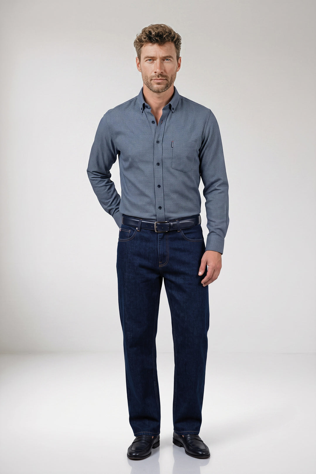 Dino Houndstooth Overhemd - Blauw