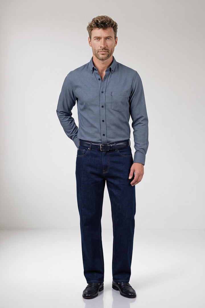 Dino Houndstooth Overhemd - Blauw