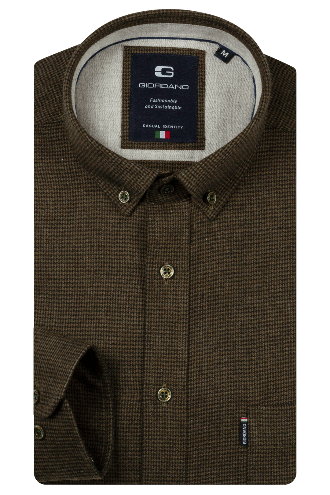 Giordano Dino Houndstooth Overhemd - Groen