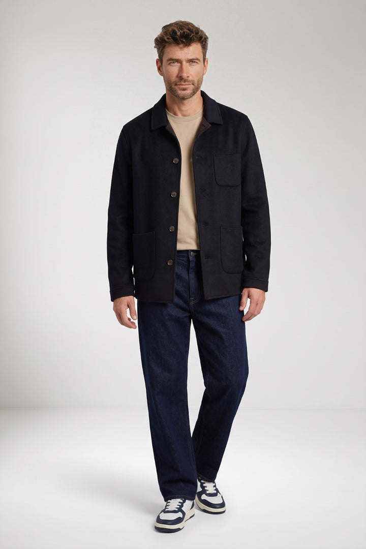 Mano Soft Wol Overshirt - Blauw