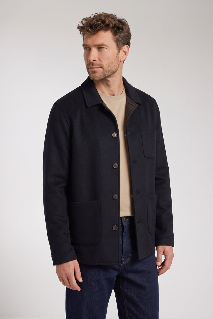 Mano Soft Wol Overshirt - Blauw