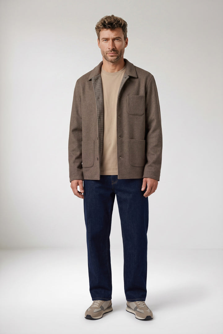 Mano Soft Wol Overshirt - Bruin