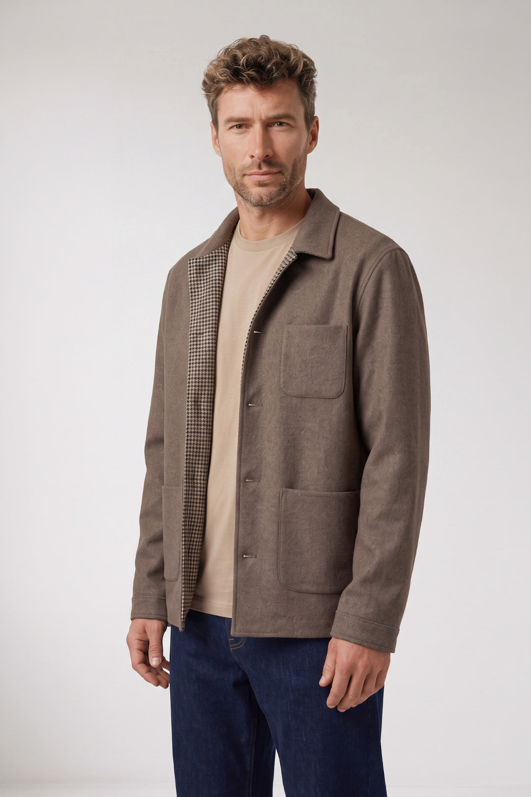 Mano Soft Wol Overshirt - Bruin
