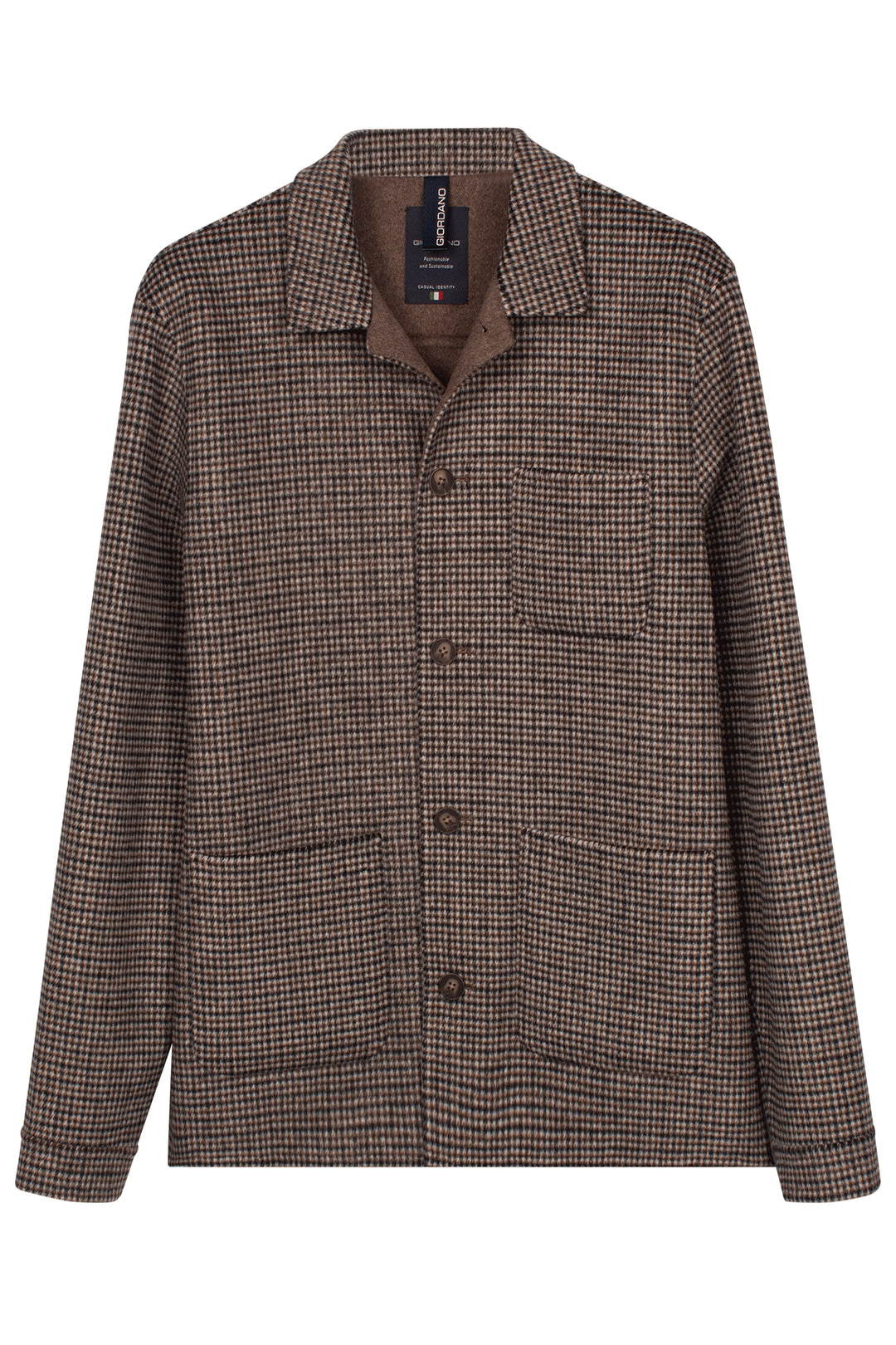 Mano Soft Wol Geruit Overshirt - Camel