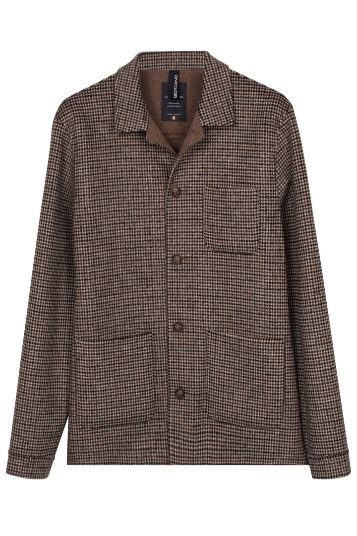 Mano Soft Wol Geruit Overshirt - Camel