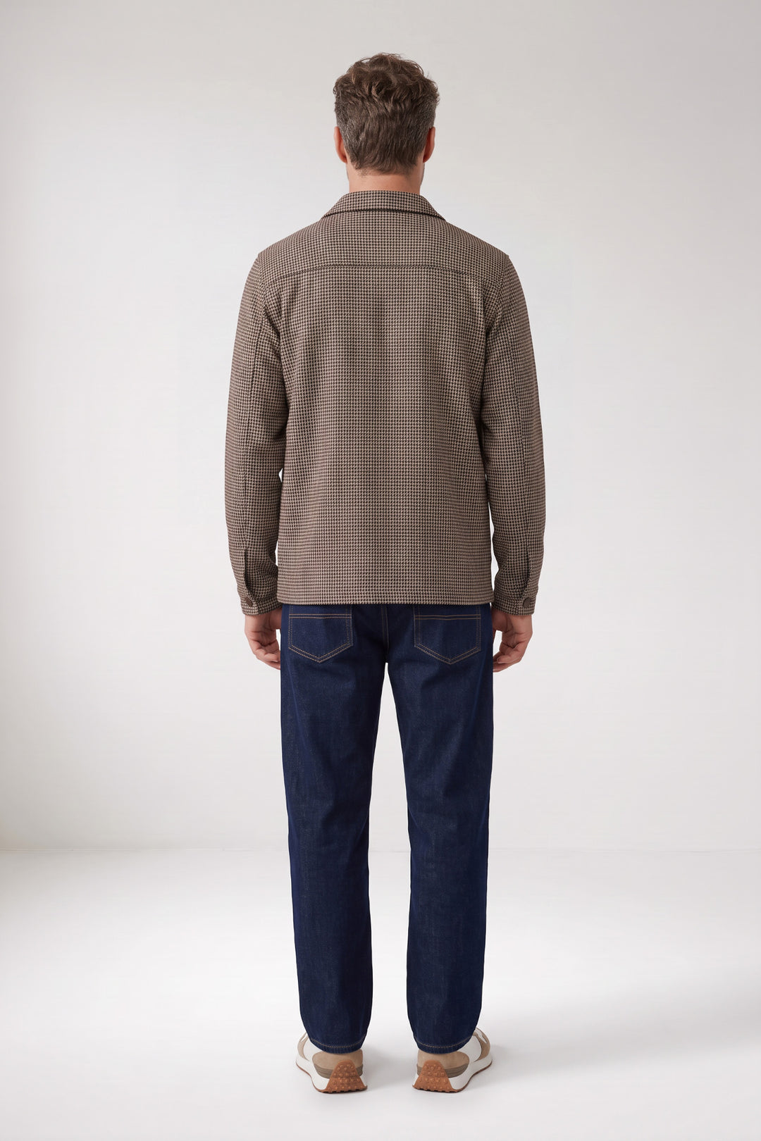 Mano Soft Wol Geruit Overshirt - Camel