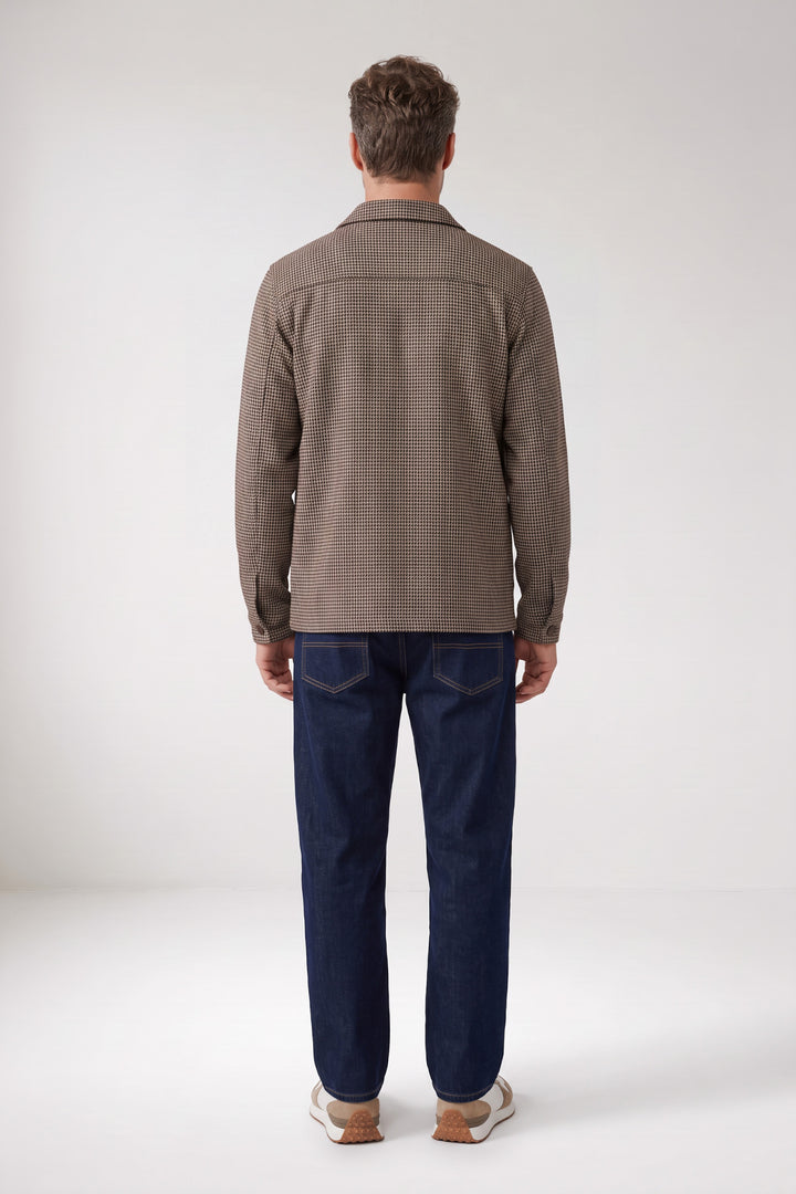 Mano Soft Wol Geruit Overshirt - Camel