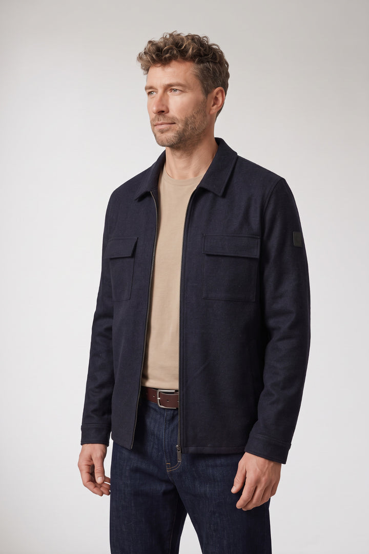 Carissio Wolmix Jersey Jas - Blauw