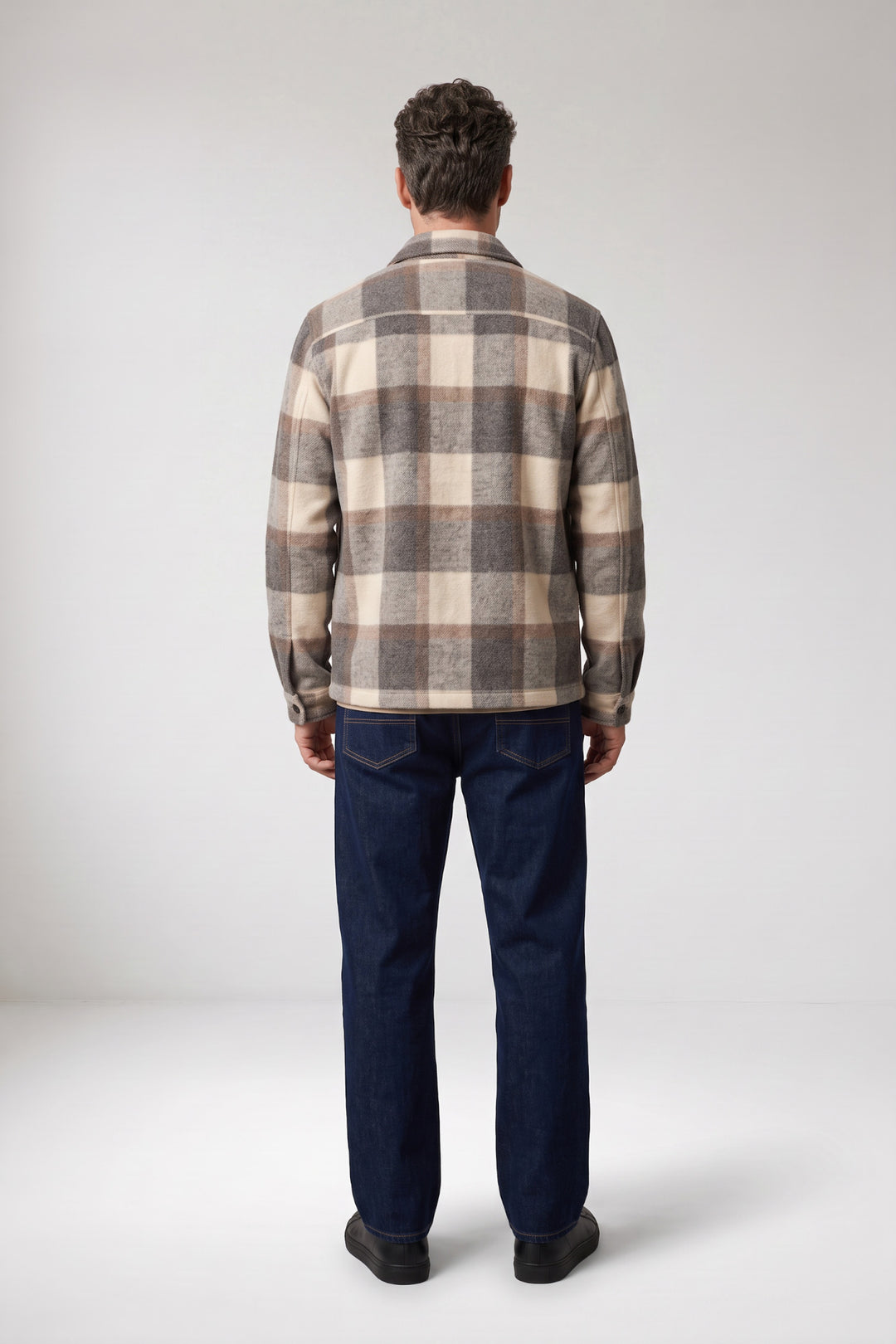 Taranto Brushed Geruit Overshirt - Grijs