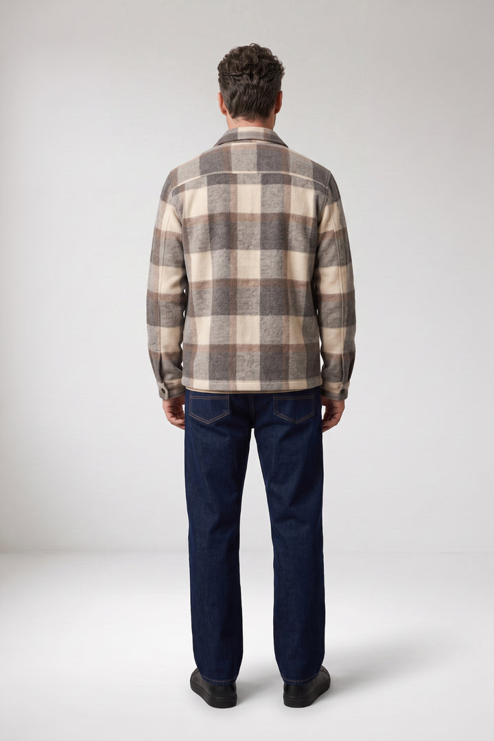Taranto Brushed Geruit Overshirt - Grijs