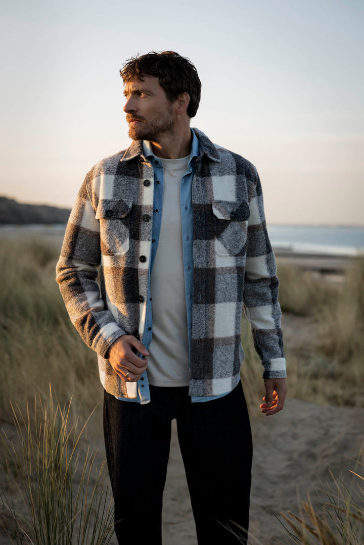 Taranto Brushed Geruit Overshirt - Grijs