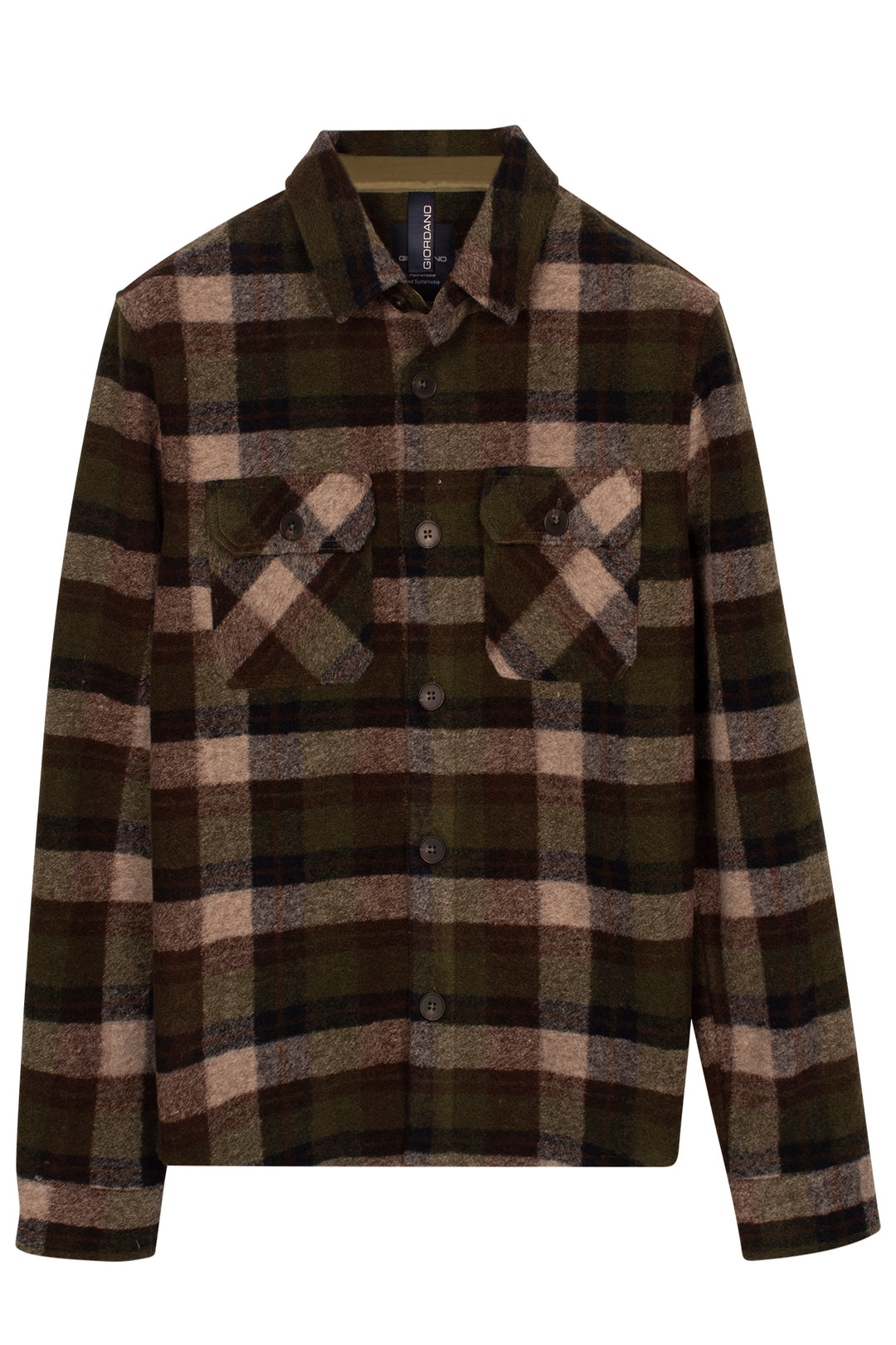 Taranto Brushed Geruit Overshirt - Groen