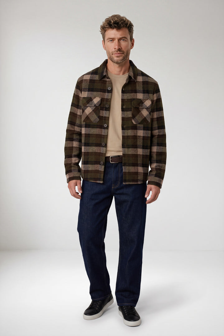 Taranto Brushed Geruit Overshirt - Groen