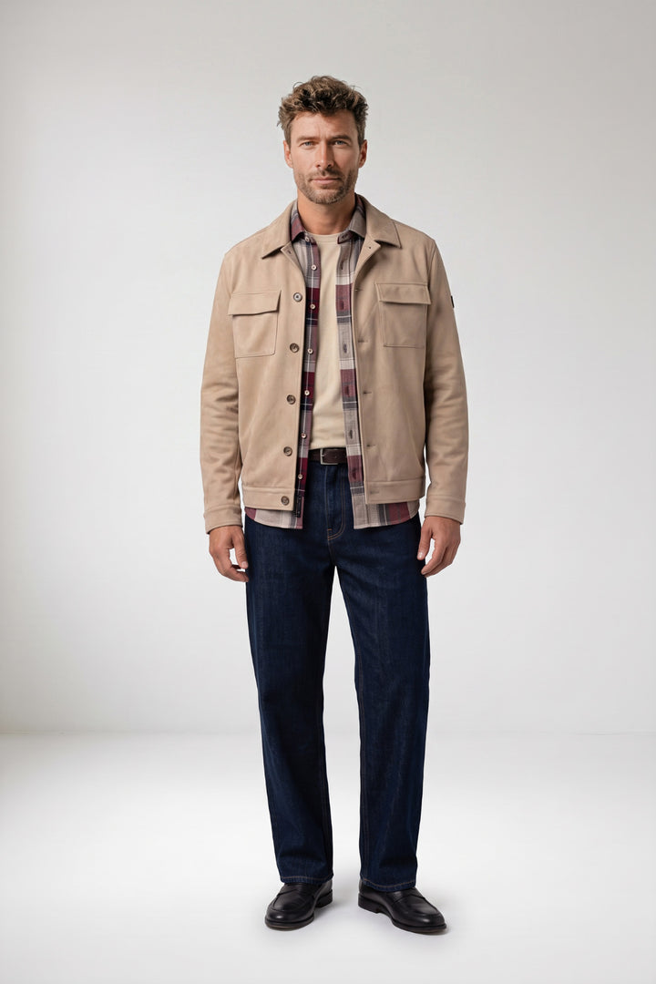 Romio Suedine Overshirt - Beige