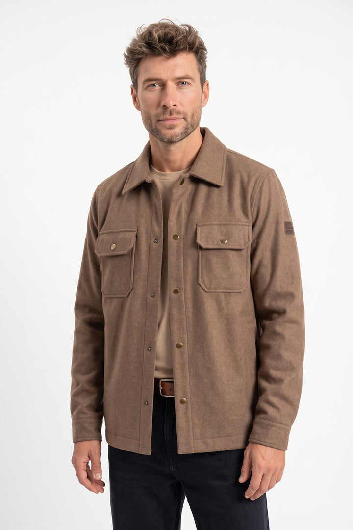 Vinovo Brushed Overshirt - Bruin