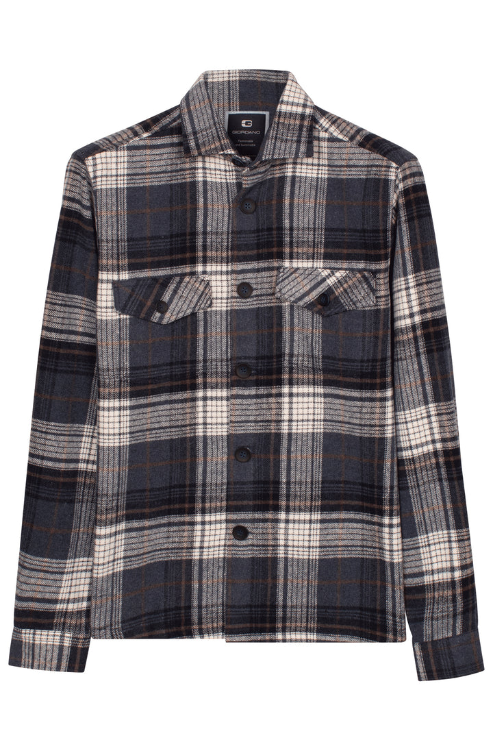 Salerno Geruit Overshirt - Blauw