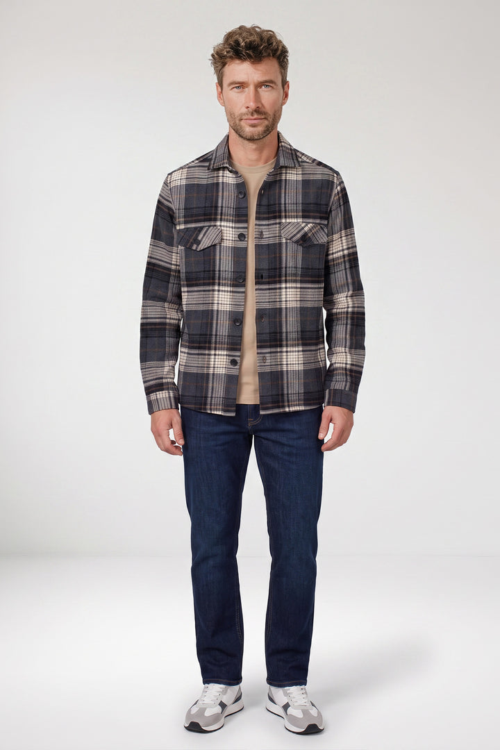 Salerno Geruit Overshirt - Blauw