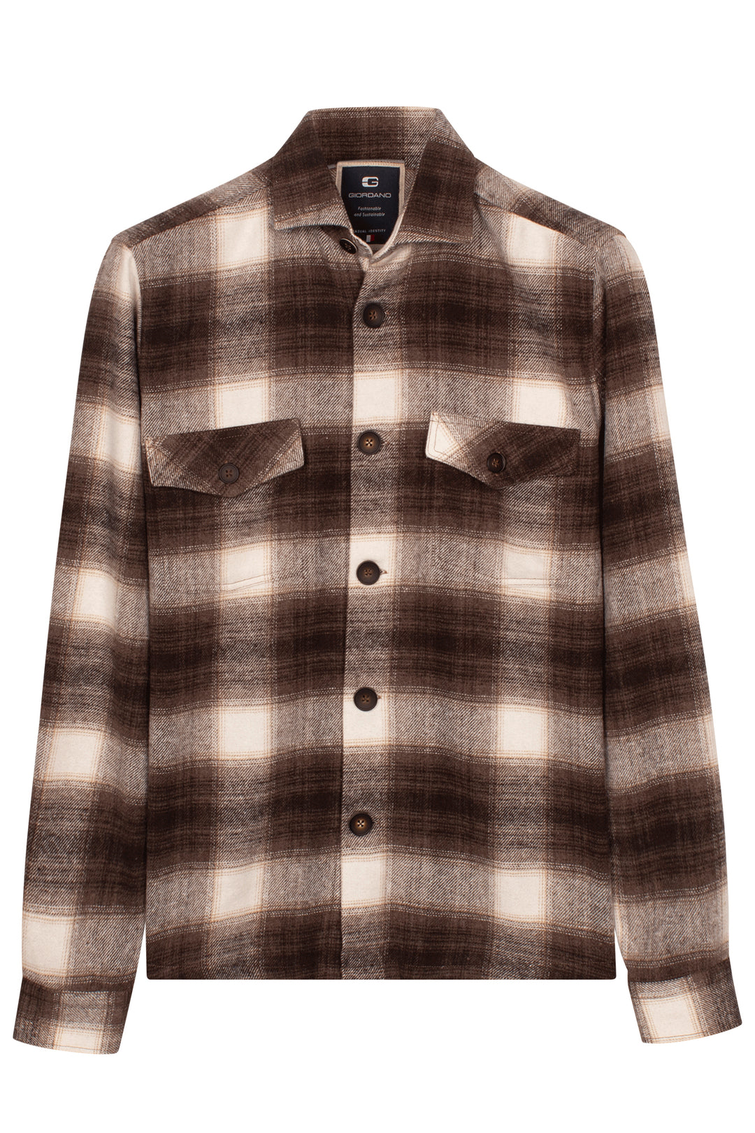 Salerno Geruit Overshirt - Bruin