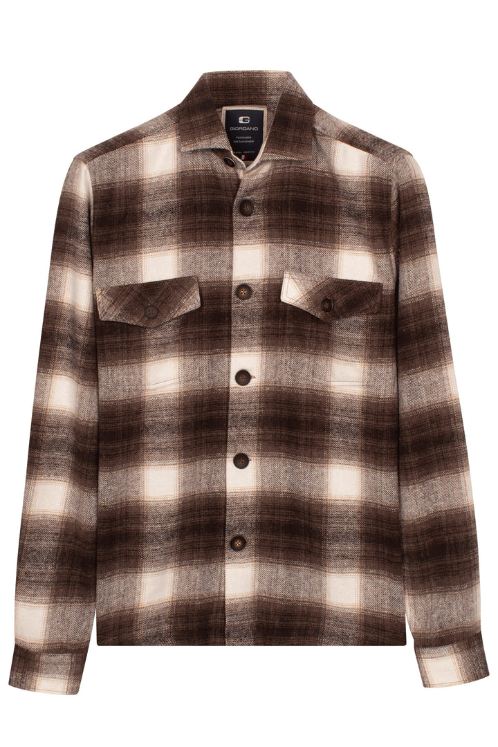 Salerno Geruit Overshirt - Bruin