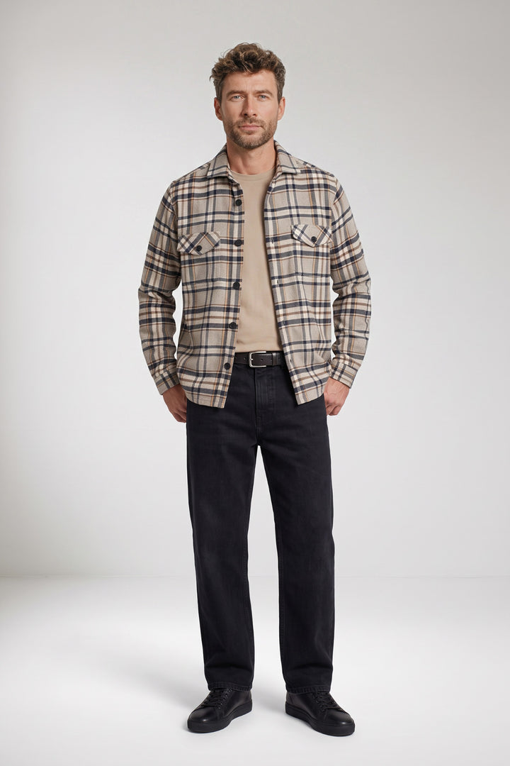 Salerno Geruit Overshirt - Blauw